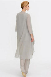 Pantsuit 3 Piece Suit Mother of the Bride Dress Plus Size Floor Length Chiffon